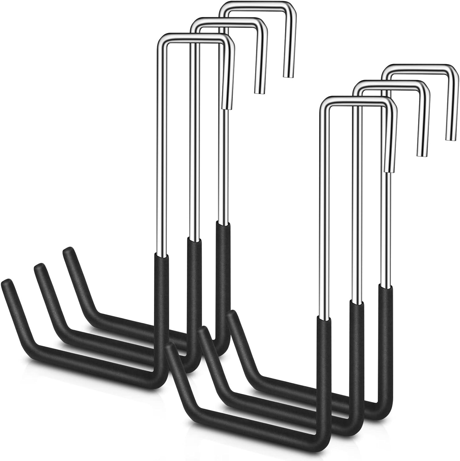 Paquete de 6 ganchos resistentes para colgar ganchos grandes con revestimiento de vinilo en forma de S para colgar escaleras, perchas para