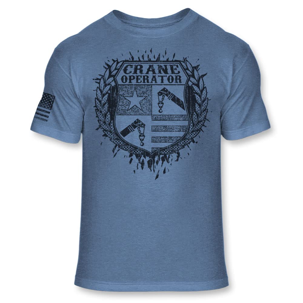 Crane Operator Crest T-Shirt – Crane Operator Coat of Arms Shield Shirt – USA Crane Badge Emblem Logo Tee – Athletic blend T-Shirt – A227