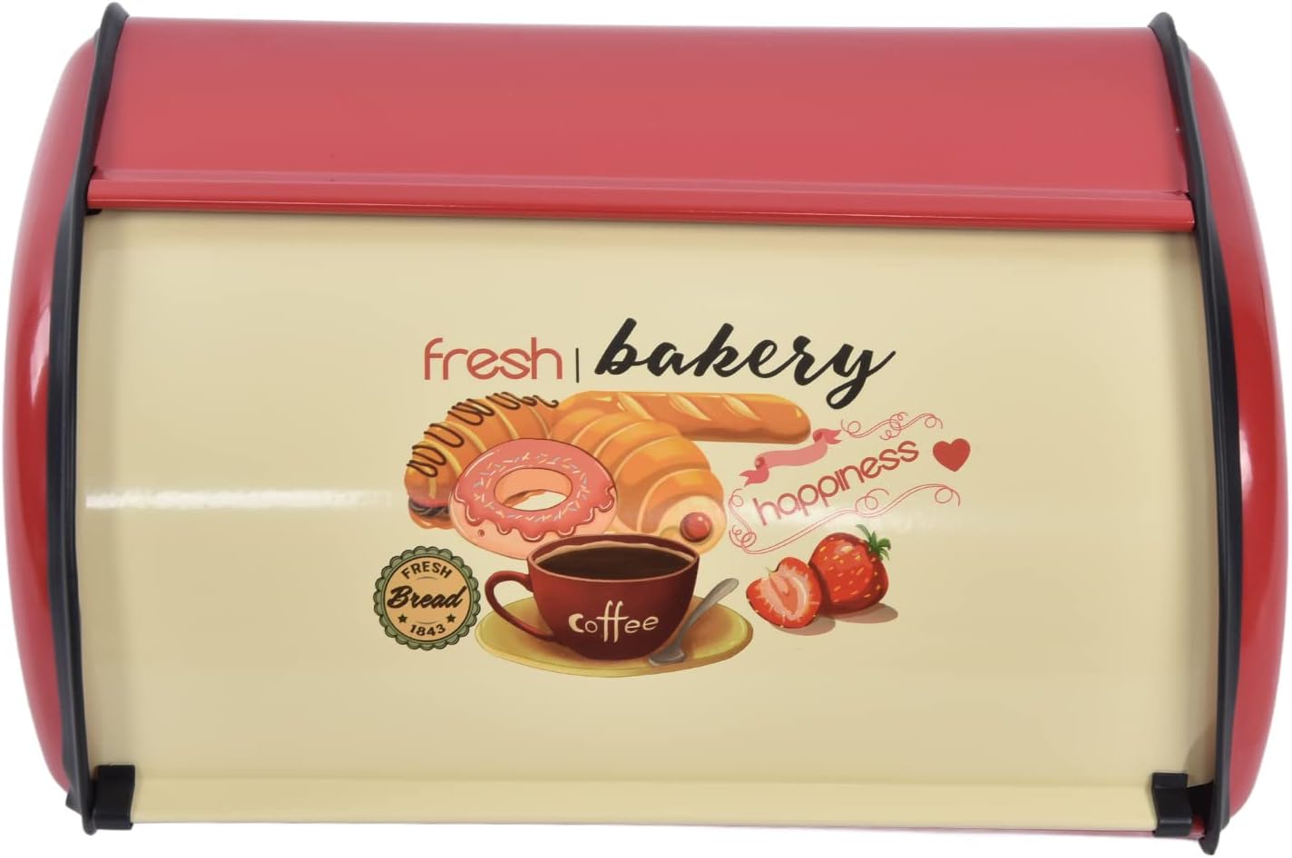 TOPINCN Caja de pan de metal para almacenamiento de cocina, caja de pan, caja de almacenamiento para tambor, contenedor de suministros retro