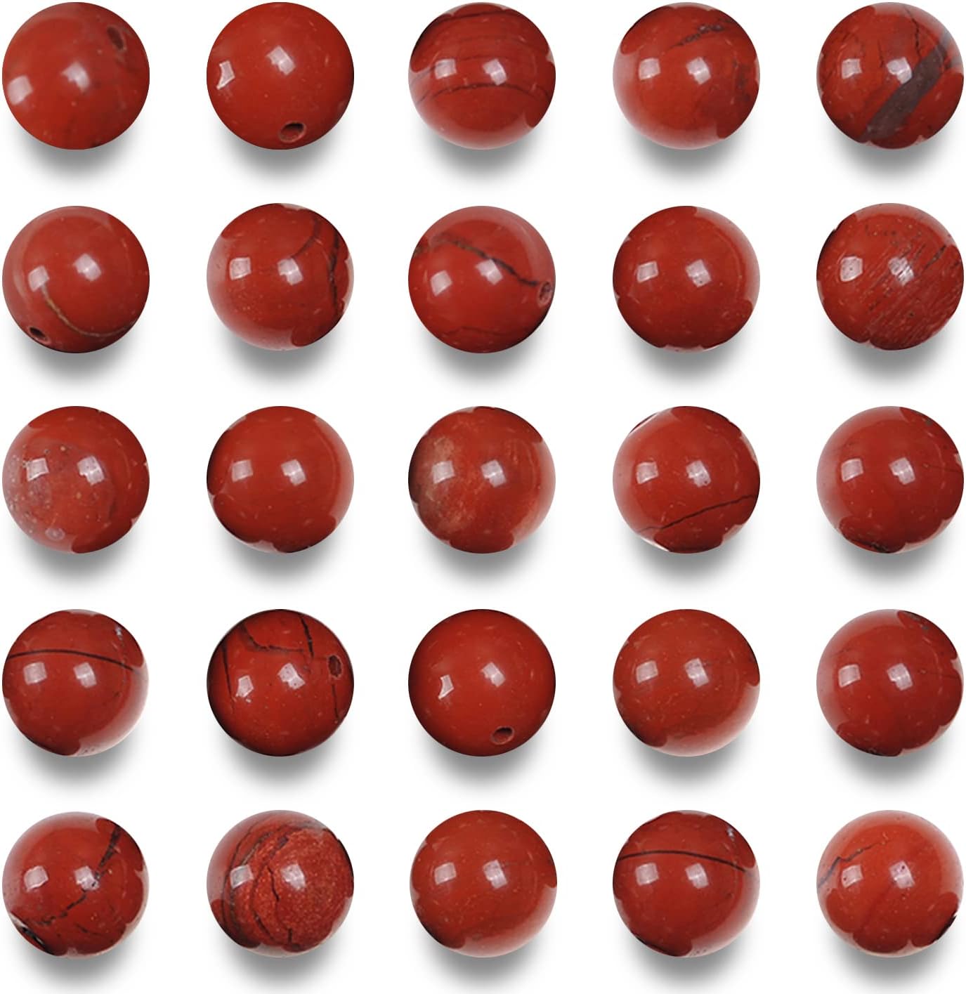 Cuentas de roca roja para hacer joyas de 0.394 in Cuentas redondas de piedra para pulseras piedra de jaspe natural, 36 piezashebra