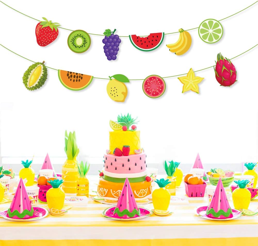 CC HOME Two-tti Frutti Party – Pancarta decorativa de verano tropical de dos tti Frutti para verano, baby shower, temática de dos tti Frutti para