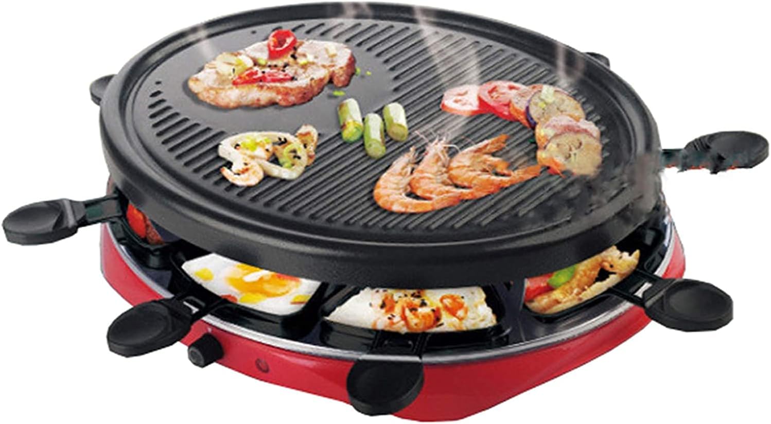 Raclette Grills – Parrilla grande fácil de limpiar, parrilla de mesa, parrilla eléctrica para barbacoa, un material antiadherente con 8 mini