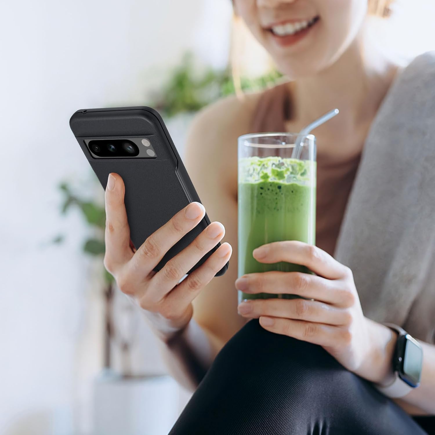 YENAPOON Funda para Google Pixel 8 Pro, protección contra caídas de grado militar de 10 pies, paquete de 2 protector de pantalla de vidrio templado