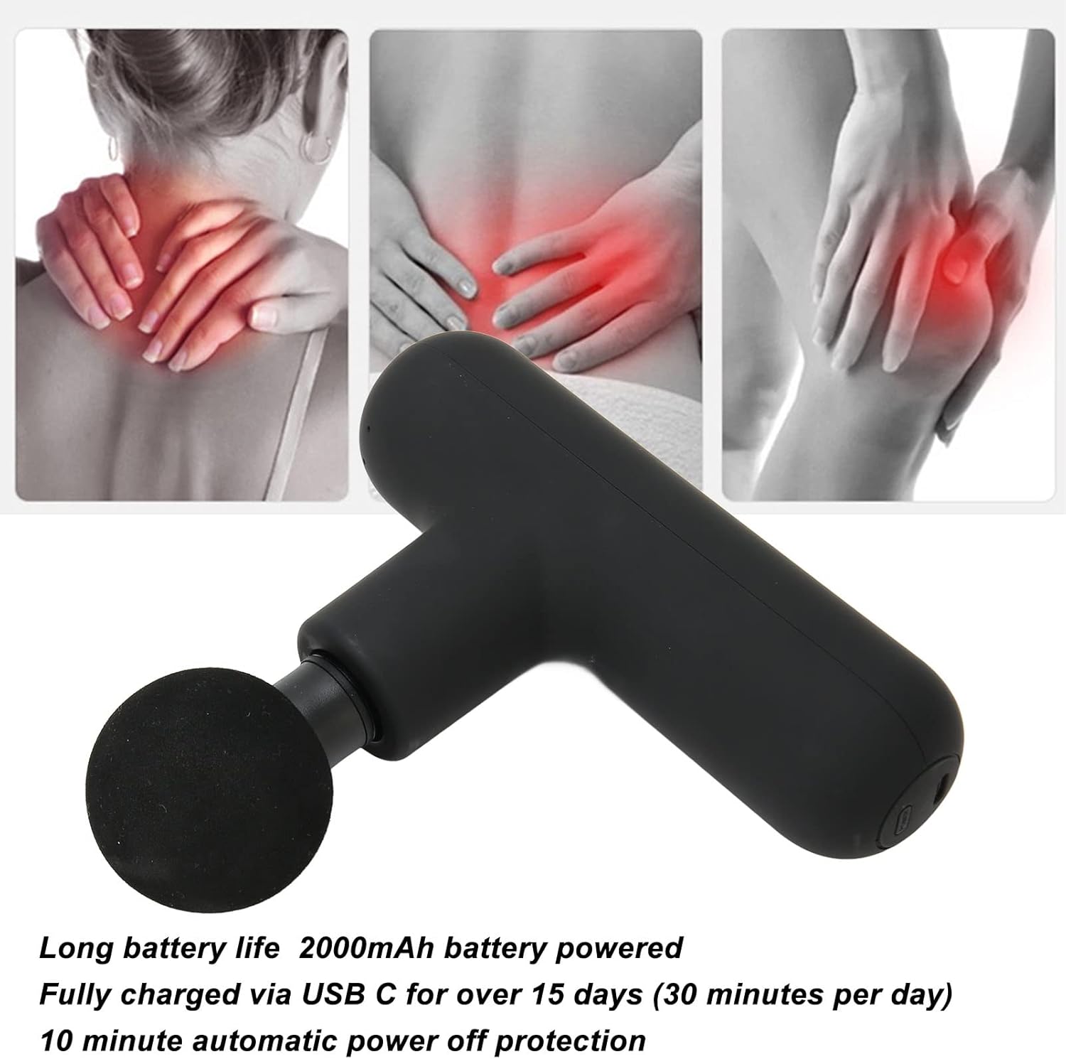 ciciglow Mini masajeador, masajeador muscular de percusión portátil, masajeador de tejido profundo, masajeadores para cuello y espalda, 4