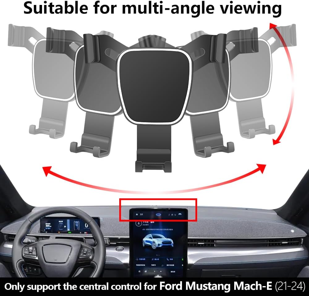 LUNQIN Soporte para teléfono de coche para Ford Mustang Mach-E 2021 2022 2023 2024 Accesorios de automóvil Soporte de navegación Decoración interior