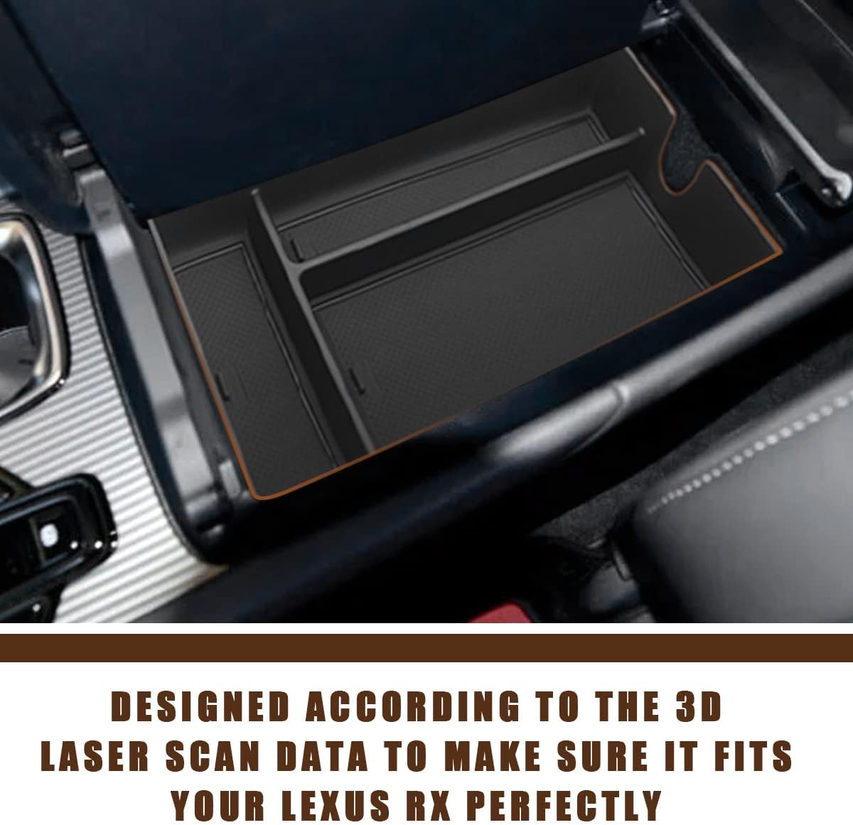 Compatible con Lexus RX 2023, organizador de consola central, bandeja de inserción, reposabrazos de material ABS, caja de almacenamiento secundaria,