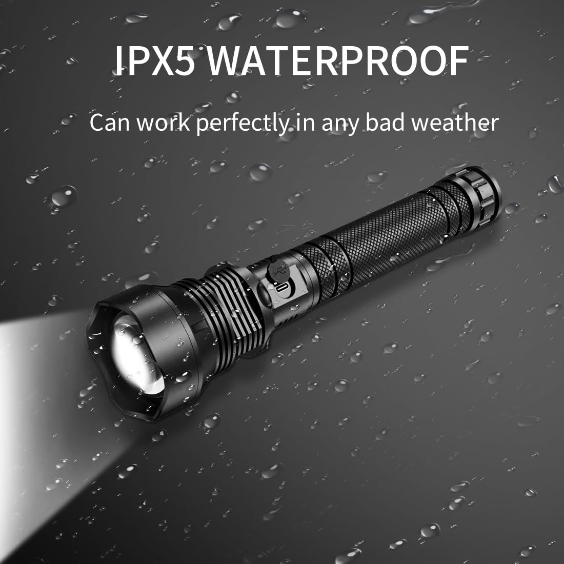 Xbnmex Linternas LED recargables de alto lúmenes 900000, linterna impermeable súper brillante con enfoque ajustable, 5 modos e impermeable, potente