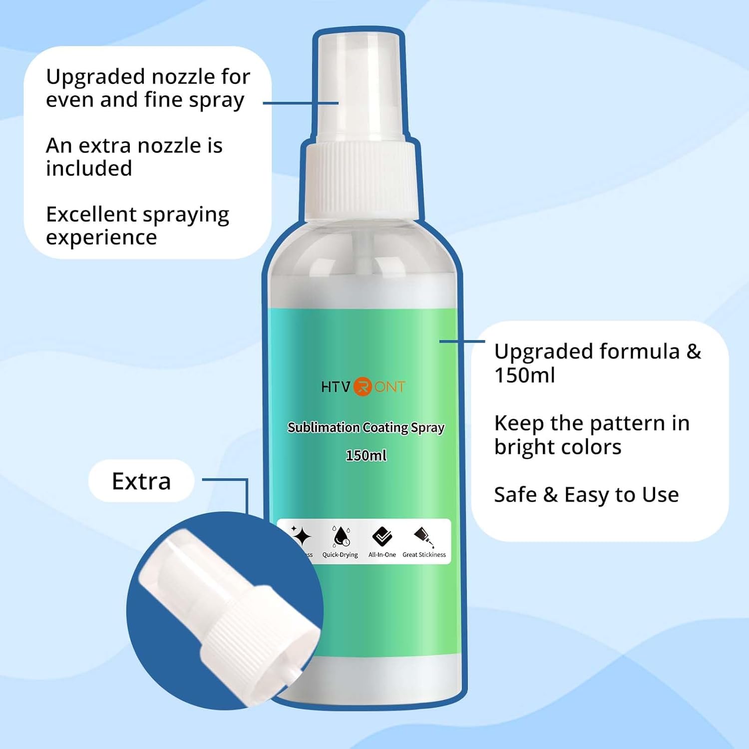 HTVRONT Spray de revestimiento de sublimación para camisas de algodón de 2 x 5.1 fl oz, espray de sublimación para todas las telas, lienzos,