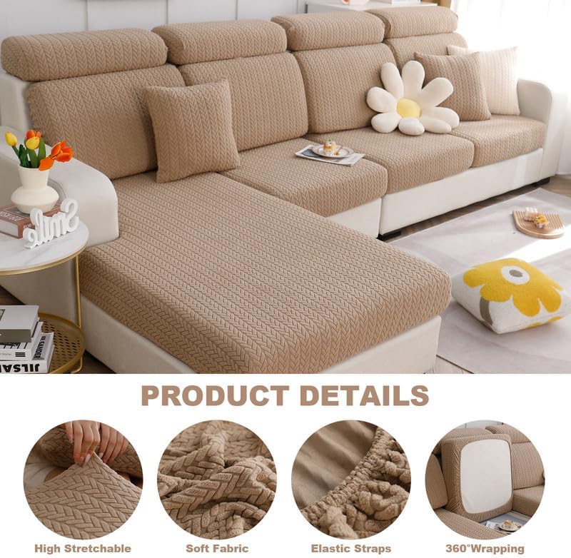 OKYUK Fundas elásticas para sofá, fundas de cojín para sofá o dormitorio, fundas antideslizantes en forma de L, funda para sofá diván, resistente al