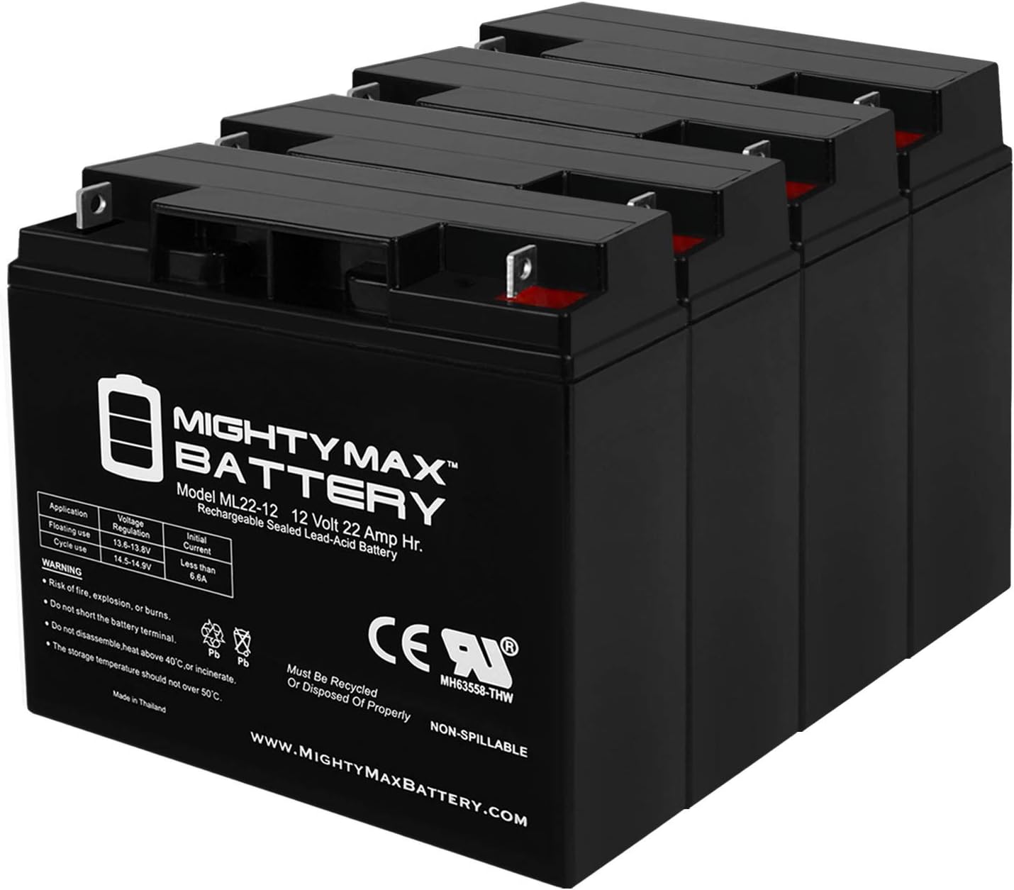 Batería de repuesto para Xantrex Tech. XPower Pack400R Jump Starter de 12V 22AH – Paquete de 4