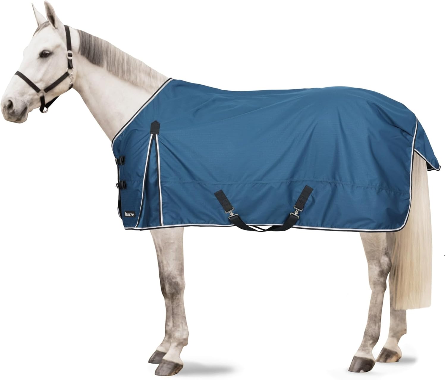 HORZE Glasgow – Hoja de caballo impermeable ligera (sin relleno), color azul ópalo, 78 pulgadas