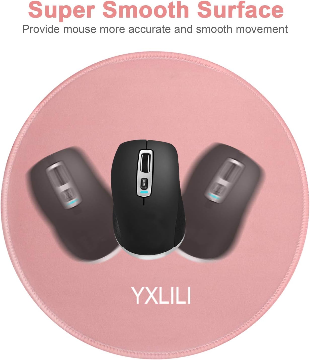 YXLILI Alfombrilla de mouse para juegos de 9.84 pulgadas, alfombrilla redonda para mouse con borde cosido, base de goma antideslizante, alfombrillas