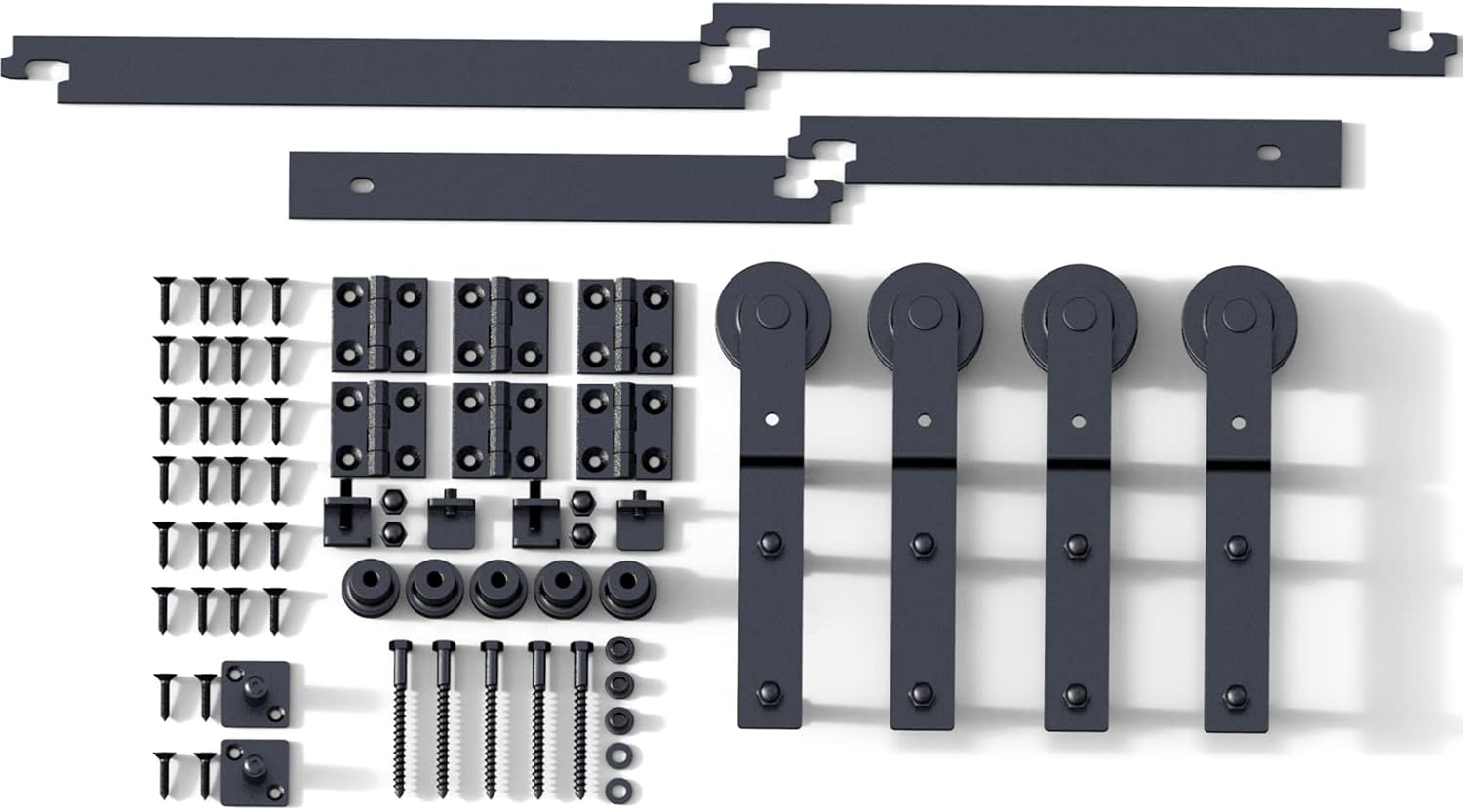 Kit de riel deslizante para puerta de granero biplegable de 6.6 pies79 pulgadas para 4 puertas de acero al carbono resistente (solo kit de hardware,