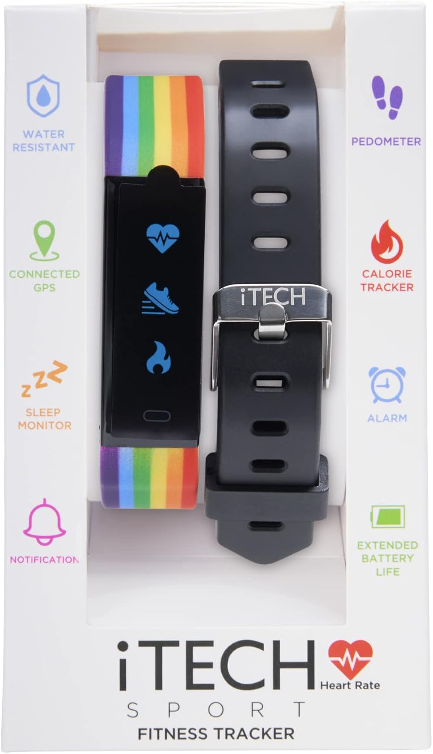 ITECH Monitor de actividad deportiva, podómetro, monitor de frecuencia auditiva, monitor de sueño, contador de calorías para mujeres y hombres,