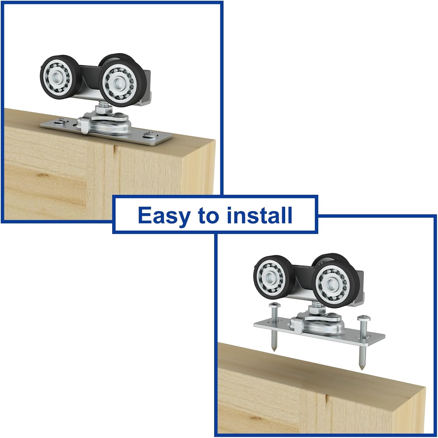 JUBEST Herrajes para puerta plegable de 36 pulgadas, herrajes para puerta corrediza de granero para 2 puertas (18 pulgadas cada una), kit de