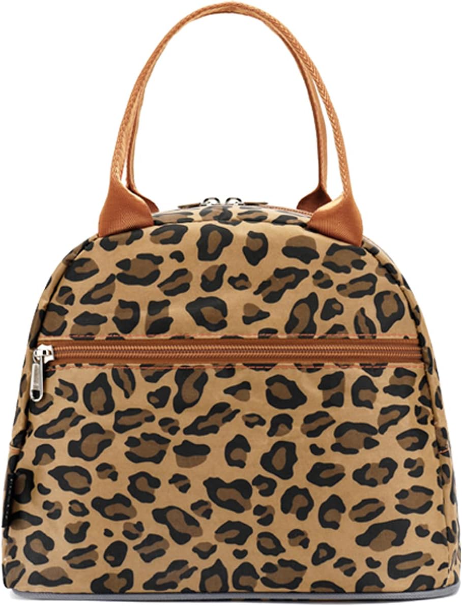 FlowFly Bolsa de almuerzo, organizador de almuerzo, soporte para almuerzo, bolsa térmica para almuerzo, bolsa térmica para mujereshombres, leopardo