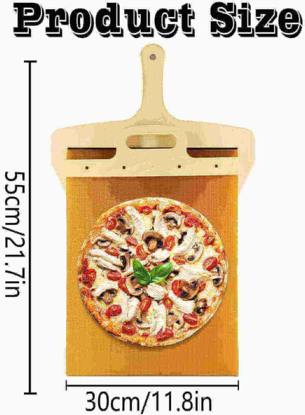 Abasia Pala deslizante para pizza, pala de pizza con asa, la cáscara de pizza que transfiere la pizza perfectamente, espátula de pizza para hornos