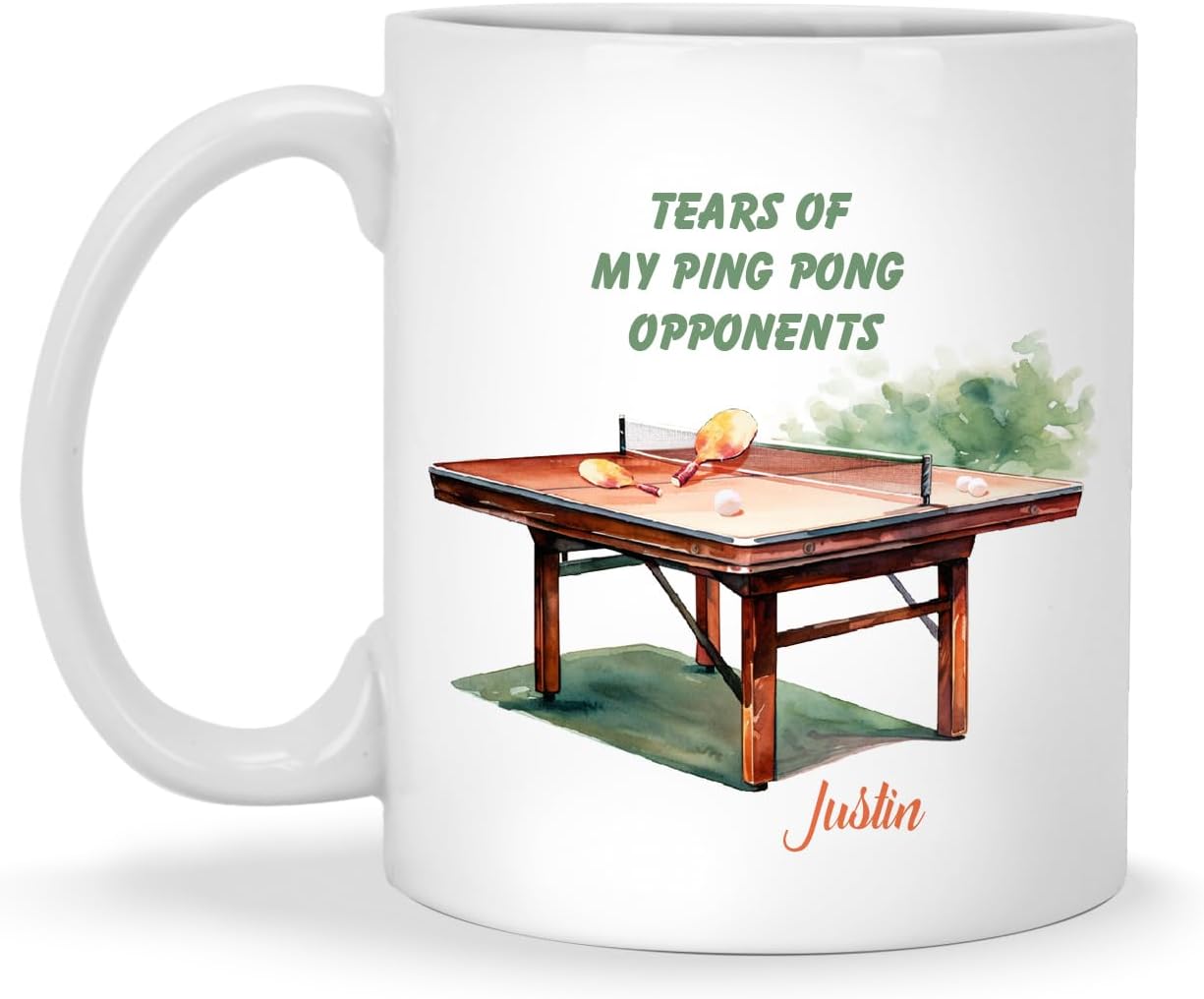 Taza de tenis de mesa, Taza personalizada de la pelota de ping pong con el nombre, Taza de café de tenis de mesa personalizada, Taza del amante del