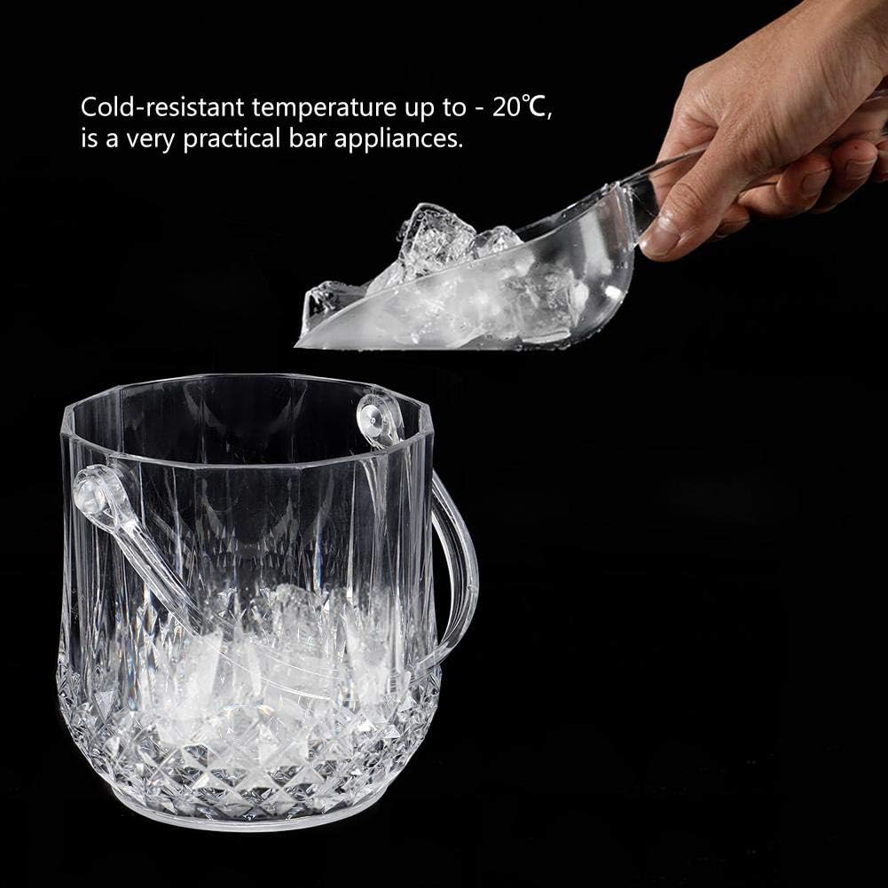 Cubo de hielo para barra de cócteles, cubo de hielo de acrílico transparente para congelador recipiente de hielo de cristal con mango desmontable