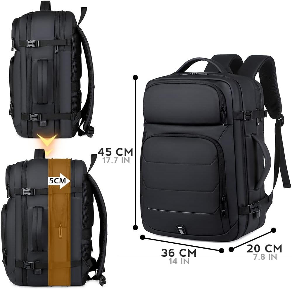 Mochila de viaje de negocios para laptop de 17 pulgadas, 18 x 14 x 8 pulgadas, 40 L, aprobada para vuelo, mochila de transporte grande para equipaje
