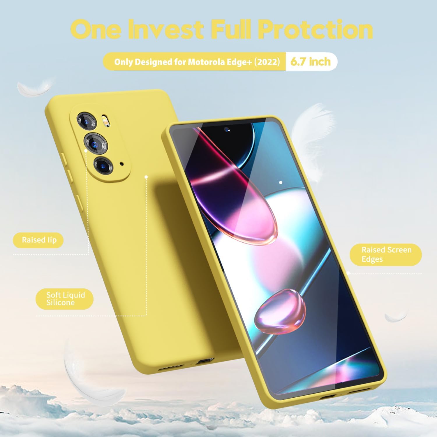 oakxco Funda para teléfono Moto Edge Plus 2022Edge Plus 5G UW 2022 de silicona líquida, bonita funda delgada de goma suave TPU lisa para mujeres y