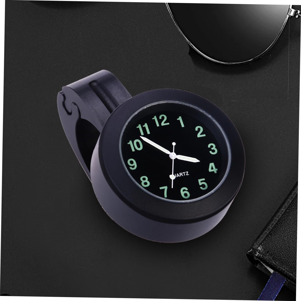 SUPVOX Accesorios para reloj de motocicleta, esfera negra con manecillas que brillan en la oscuridad, se adapta a manillares de 78 y 1 pulgada