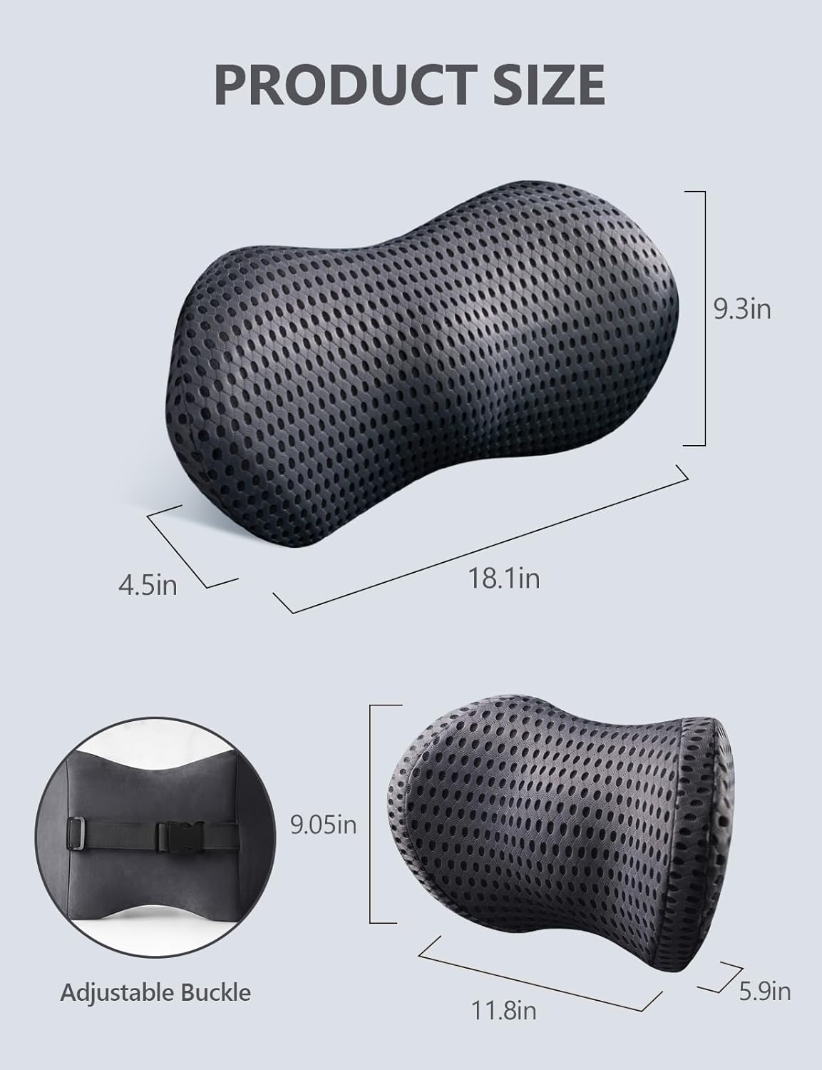 Almohada de apoyo lumbar y almohada cervical, almohadas cervicales ergonómicas de espuma viscoelástica para aliviar el dolor de cuello bajo,