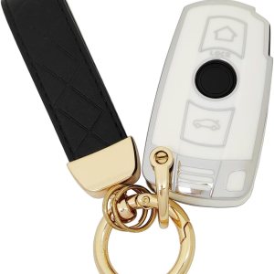 Funda protectora de TPU para llavero compatible con BMW 1 3 5 Series E90 E92 E93 X5 X6 Z4 E90, Blanco Funda protectora de TPU para llavero compatible con BMW 1 3 5 Series E90 E92 E93 X5 X6 Z4 E90, Blanco