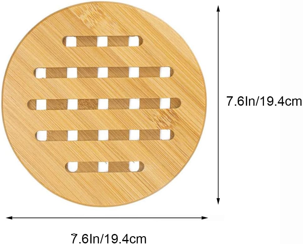 Juego de 4 salvamanteles de bambú resistentes al calor, salvamanteles de bambú natural, soportes de bambú, almohadillas calientes de madera de bambú