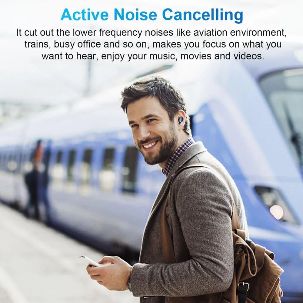 Auriculares inalámbricos con funda de carga grande y función de carga de teléfono, IPX5 impermeable, sonido estéreo de alta fidelidad, control
