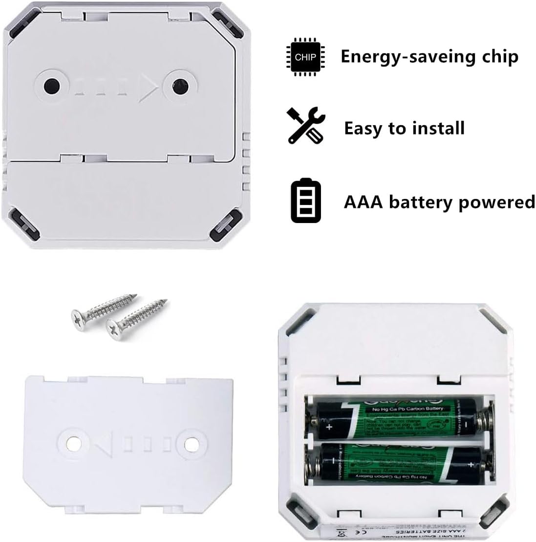 COOKSS Detector de monóxido de carbono, 2 unidades, alarma de monitor de gas CO con pantalla digital LCD y advertencia de sonido, alarma de CO de