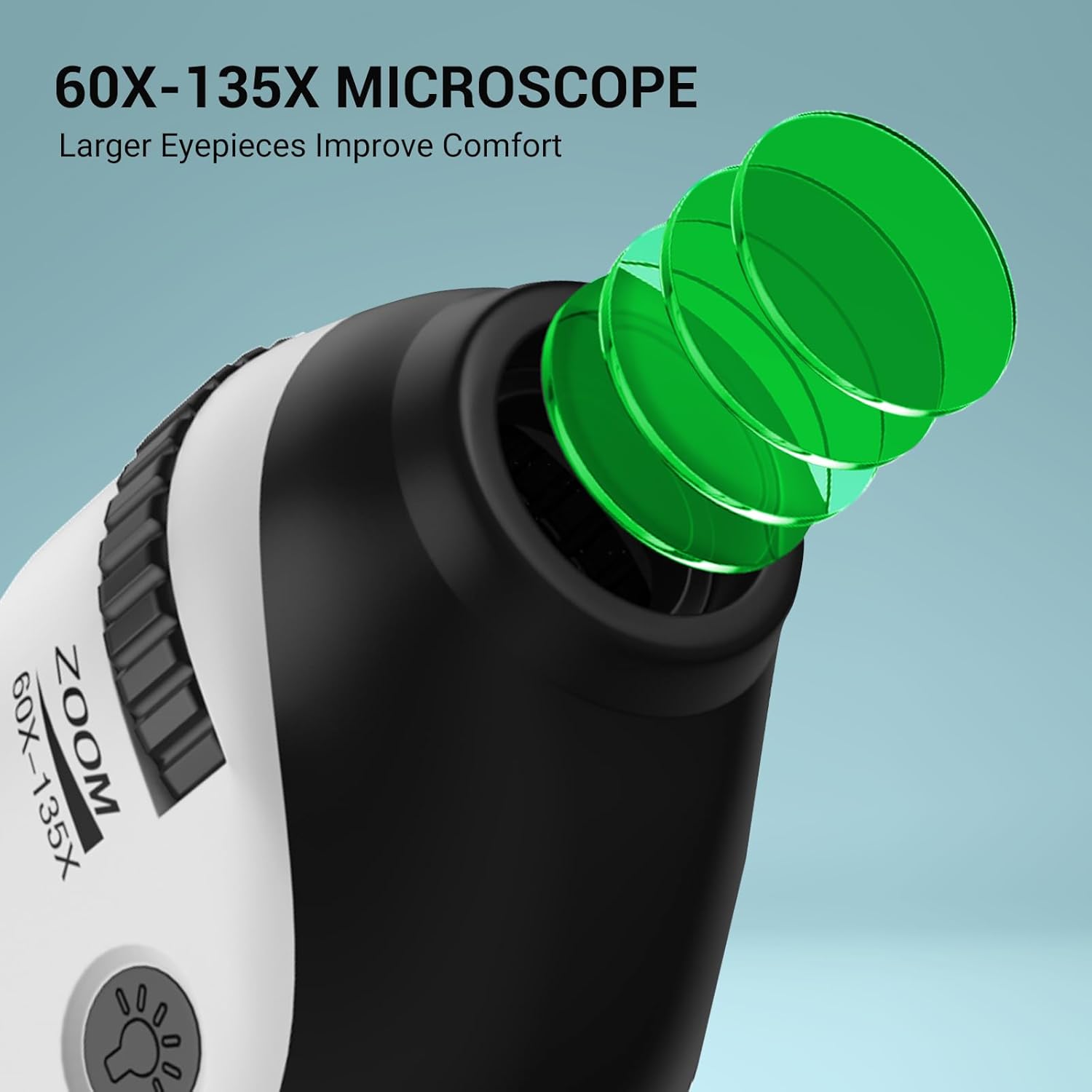 HUTACT Microscopio de bolsillo para niños, mini microscopio portátil 60X-135X con 5 diapositivas de microscopio, microscopio de mano para niños