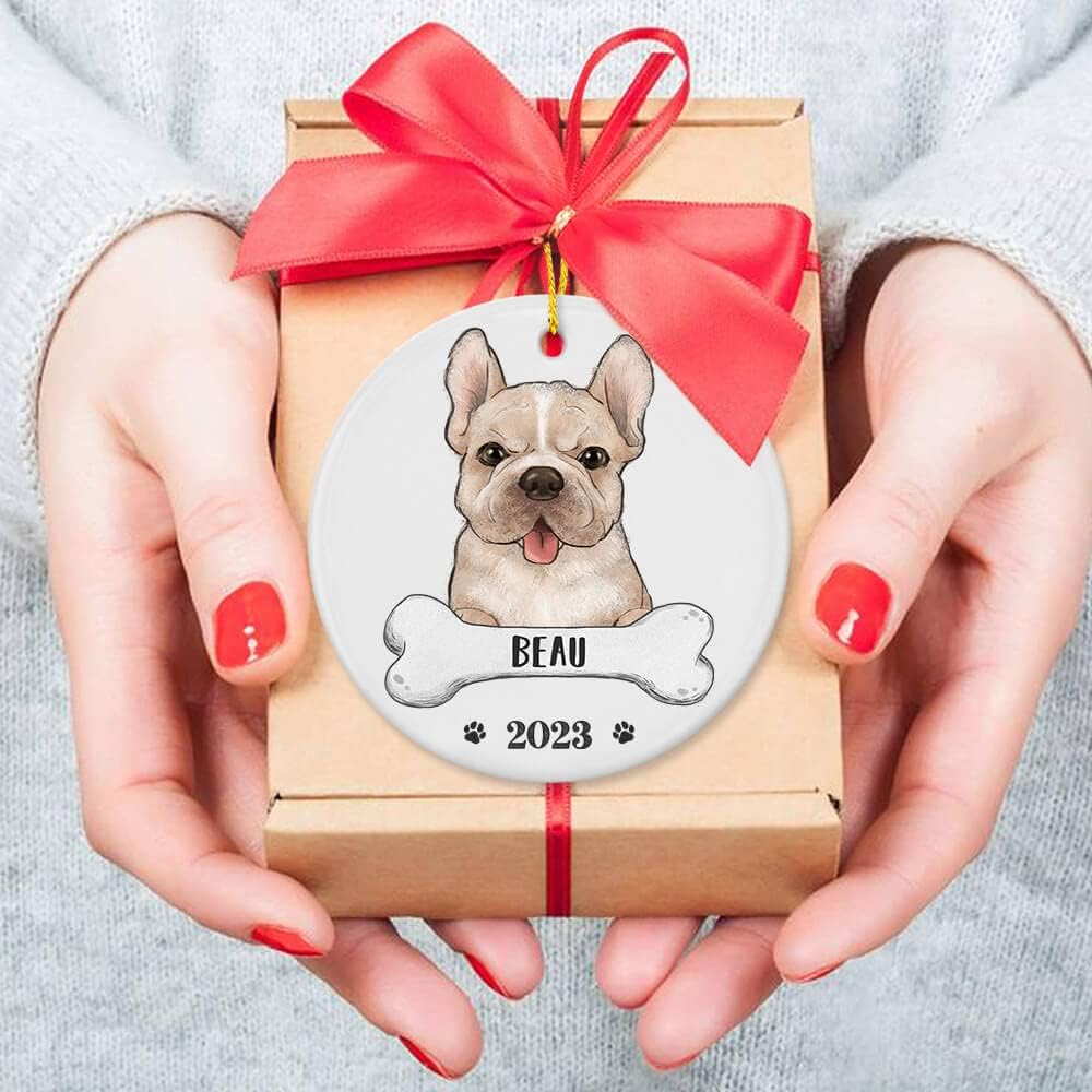 TheUnifury – Adornos personalizados para perro Bulldog francés para árbol de Navidad, regalos de bulldog francés para amantes del bulldog francés,