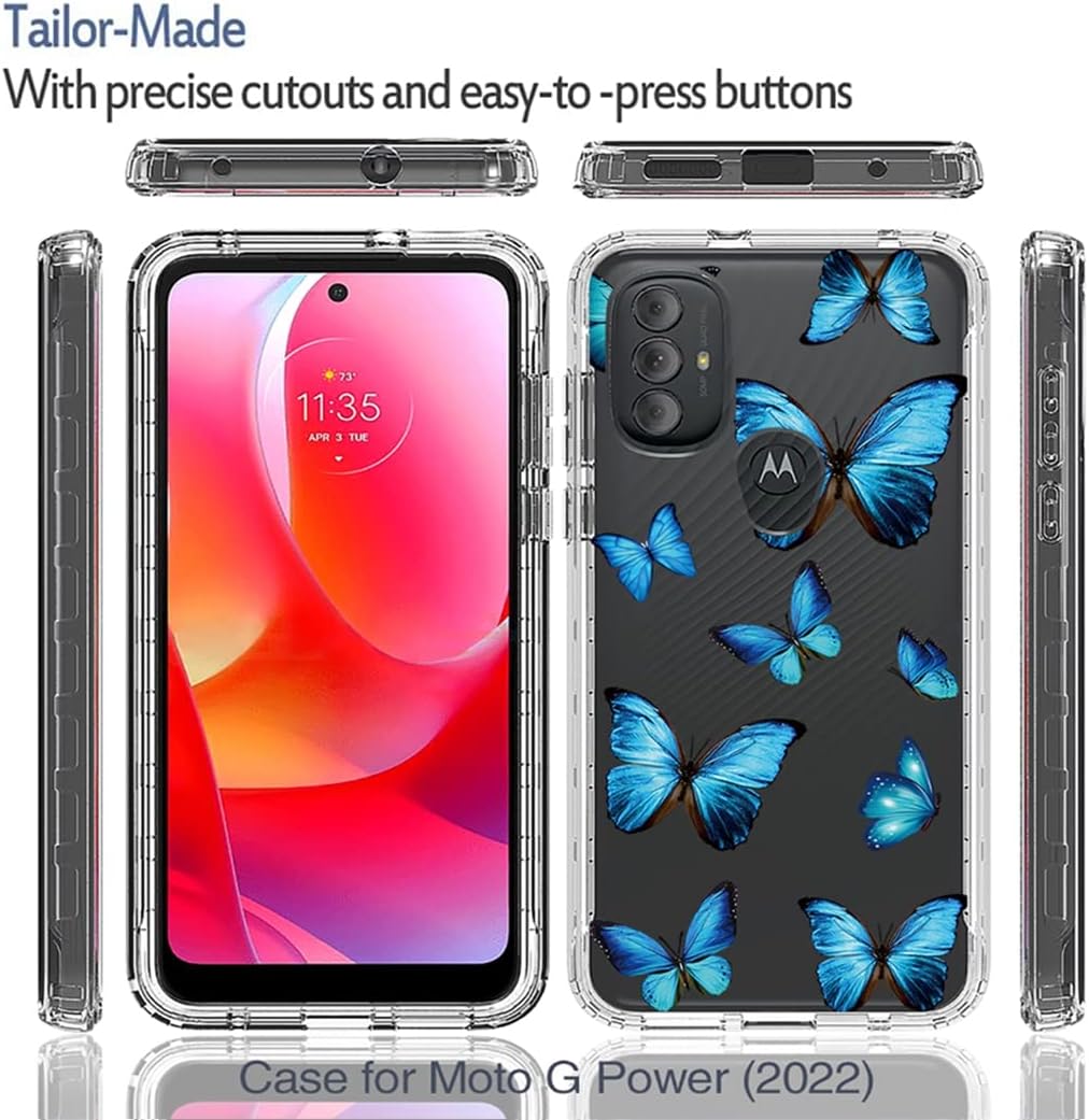 Funda para Moto G Power 2022 (no compatible con 2021) con protector de pantalla de vidrio templado, cuerpo completo, a prueba de golpes,
