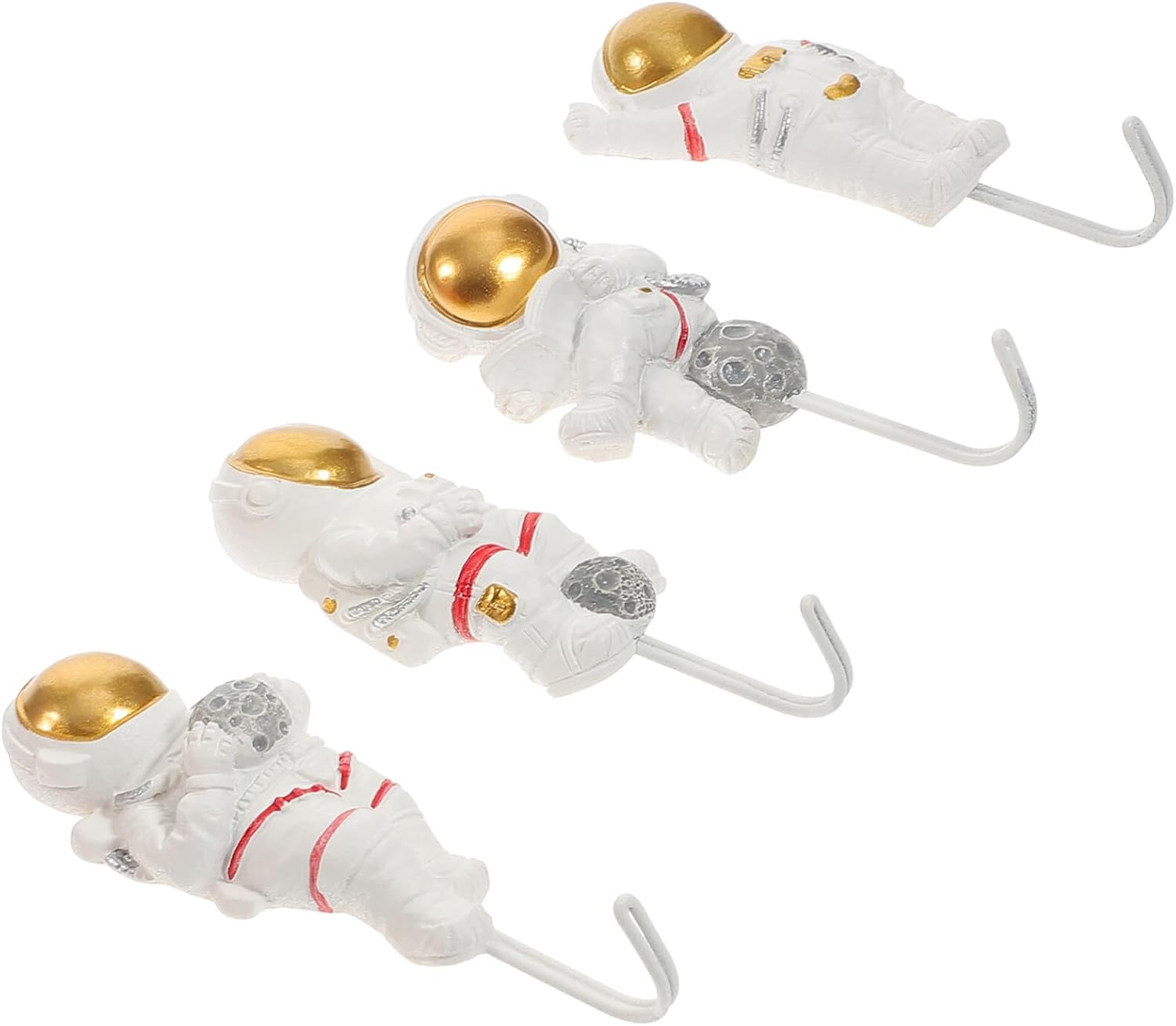 Zerodeko Gancho de almacenamiento de astronauta, 4 piezas de gancho para colgar en la pared de astronauta, soporte para paraguas, abrigos, llaves,