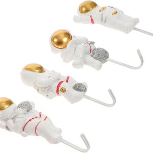 Zerodeko Gancho de almacenamiento de astronauta, 4 piezas de gancho para colgar en la pared de astronauta, soporte para paraguas, abrigos, llaves, Zerodeko Gancho de almacenamiento de astronauta, 4 piezas de gancho para colgar en la pared de astronauta, soporte para paraguas, abrigos, llaves,