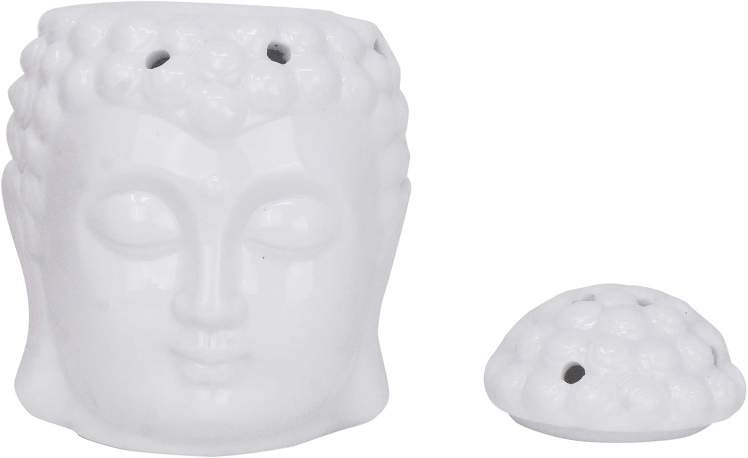 Quemador de aceite, calentador de velas, decoración de estatua de Buda blanca para cera perfumada, fragancia derretida, aceite esencial