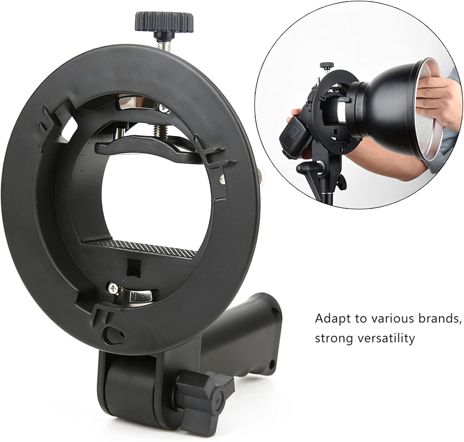 Soporte de mano con forma de soporte con agarre de mano para Bowens Mount Speedlite Flash Softbox Reflector Photo Studio Accesorios