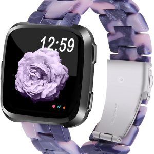 Miimall Compatible con Fitbit VersaVersa 2Versa LiteSE, correa de resina elegante y ligera de acero inoxidable, correa de repuesto para Fitbit Miimall Compatible con Fitbit VersaVersa 2Versa LiteSE, correa de resina elegante y ligera de acero inoxidable, correa de repuesto para Fitbit
