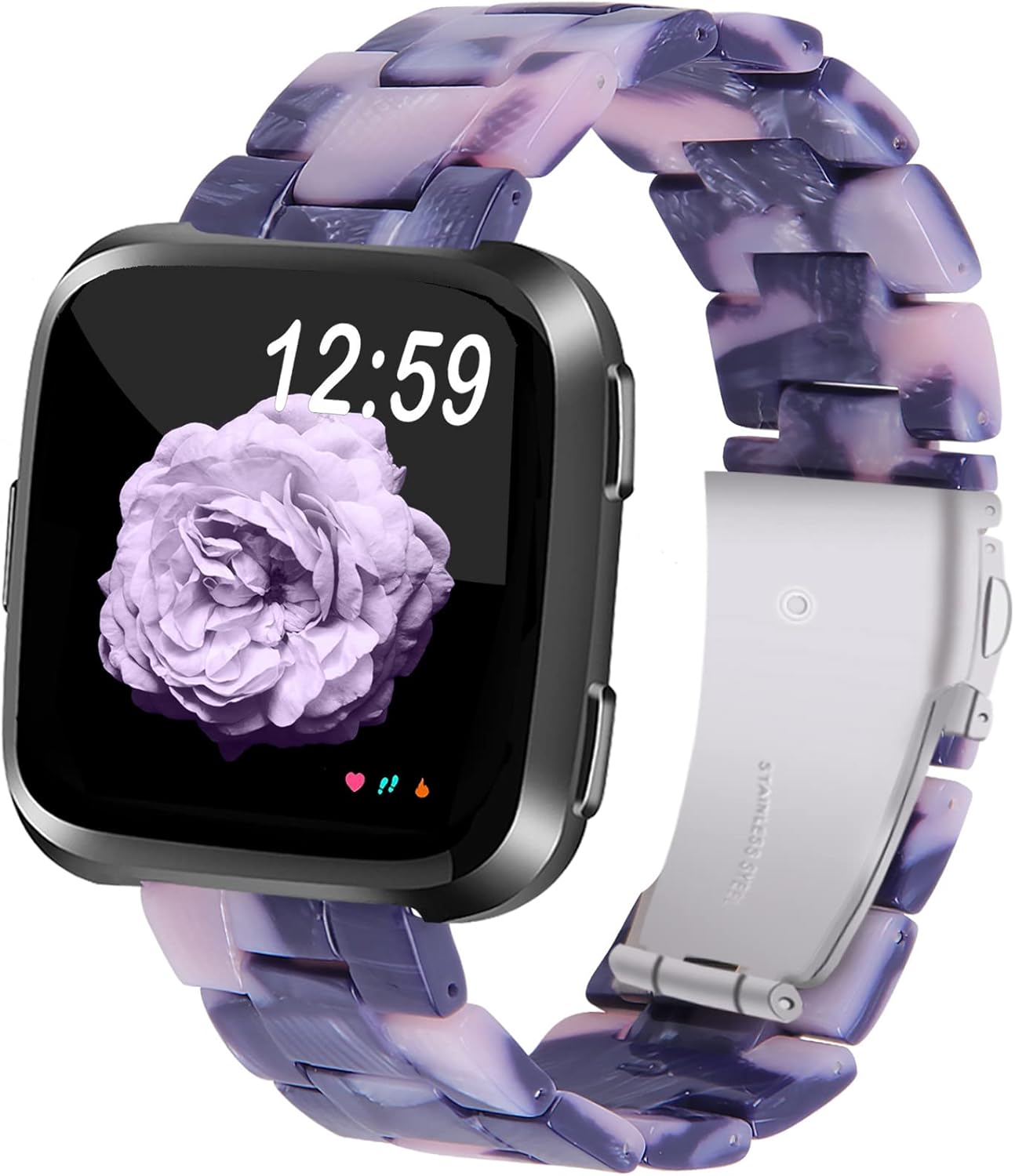 Miimall Compatible con Fitbit VersaVersa 2Versa LiteSE, correa de resina elegante y ligera de acero inoxidable, correa de repuesto para Fitbit