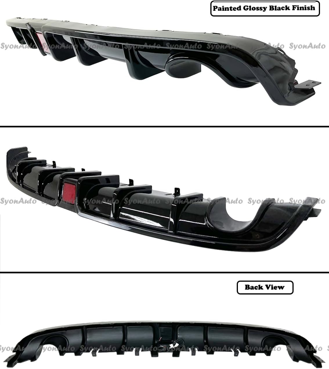 Compatible con difusor trasero de aleta de tiburón negro brillante Honda Civic Sedan 2022-2024 con luz de freno LED y divisores laterales