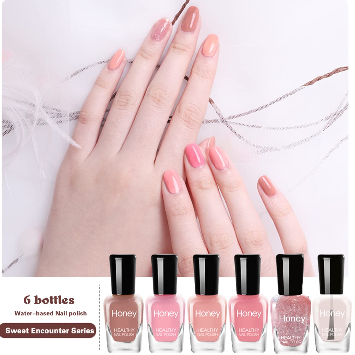 Juego de esmaltes de uñas no tóxicos, fácil de quitar y de secado rápido, juego de esmalte de uñas ecológico y orgánico a base de agua para mujeres,