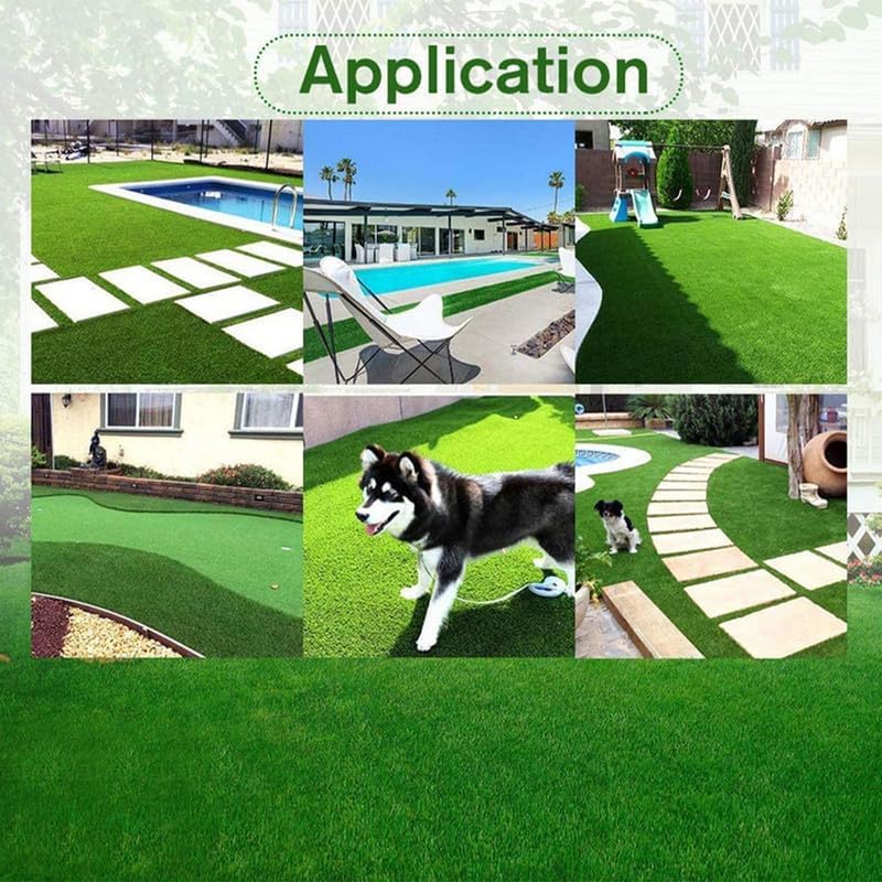 NINXANG Alfombra de césped artificial para interiores y exteriores, 1 x 10 pies, alfombra de césped sintético verde de 1.38 pulgadas, alfombra de
