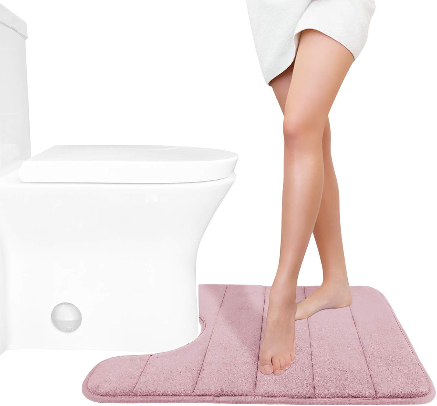 Yimobra – Alfombrilla de baño de espuma viscoelástica en forma de U, suave y cómoda, súper absorción de agua, antideslizante, gruesa, lavable a