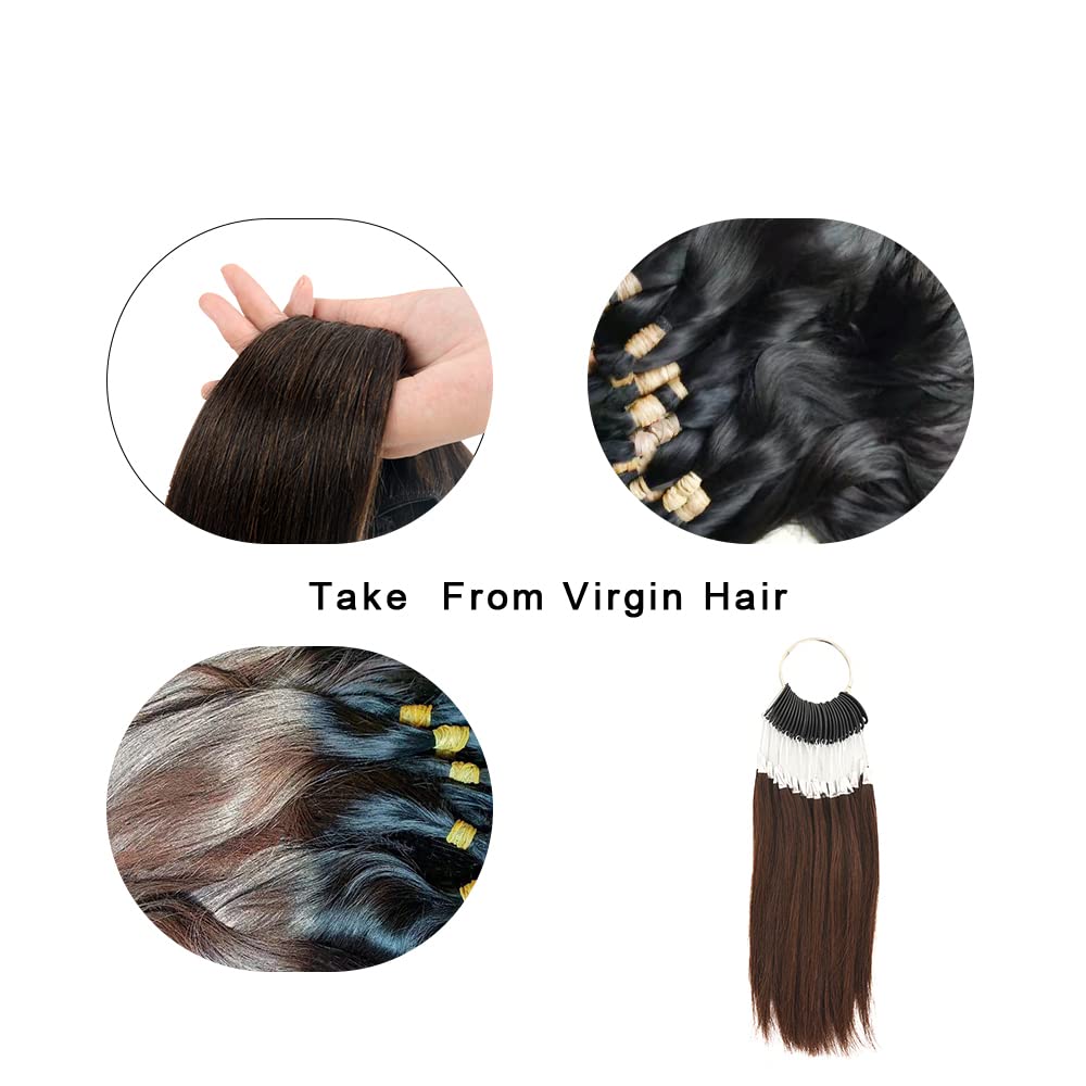 30 mechones por juego de muestras de cabello humano 100% prueba de anillos de color para extensiones de cabello humano y peluquería de salón de