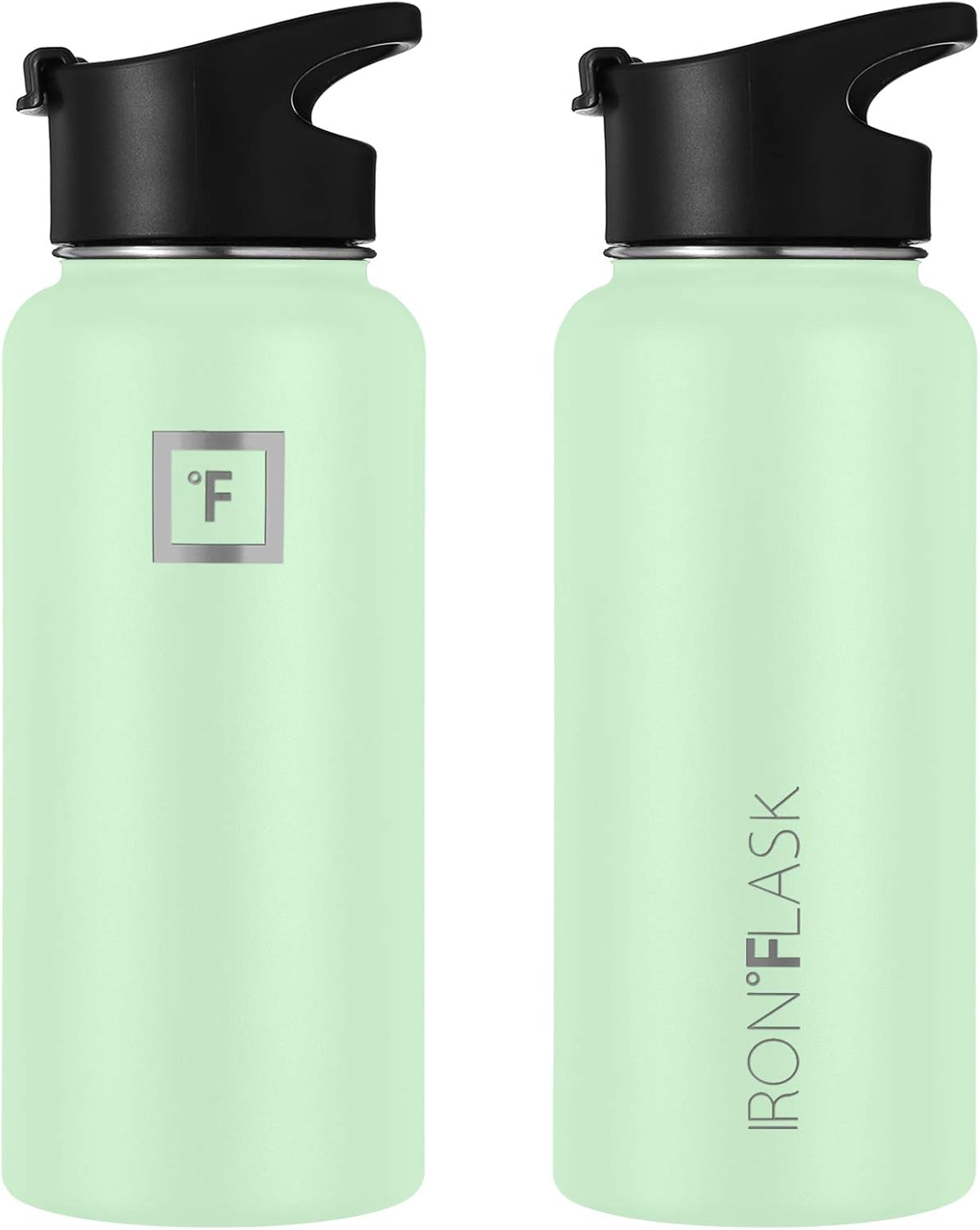 IRON FLASK – Botella deportiva para agua de 32 oz, 3 tapas (tapa de boquilla), a prueba de fugas, acero inoxidable aislado al vacío, doble pared,