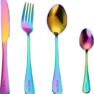 Juego de cubiertos personalizados grabados de 4 piezas de 9 pulgadas, cubiertos de acero inoxidable con cuchara, cuchillo, tenedor, acabado espejo, Juego de cubiertos personalizados grabados de 4 piezas de 9 pulgadas, cubiertos de acero inoxidable con cuchara, cuchillo, tenedor, acabado espejo,