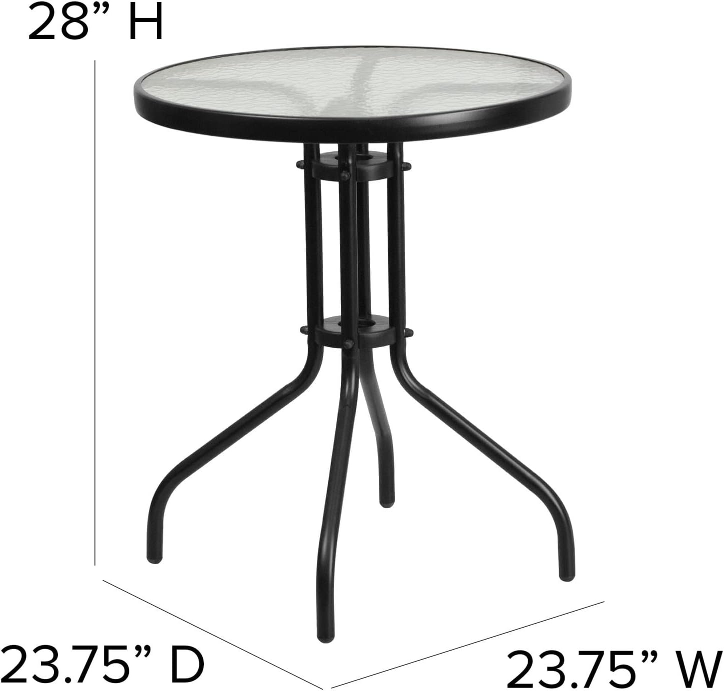 Flash Furniture 2 sillas apilables Flex Comfort, mesa redonda de vidrio templado de 23.75 pulgadas, color gris