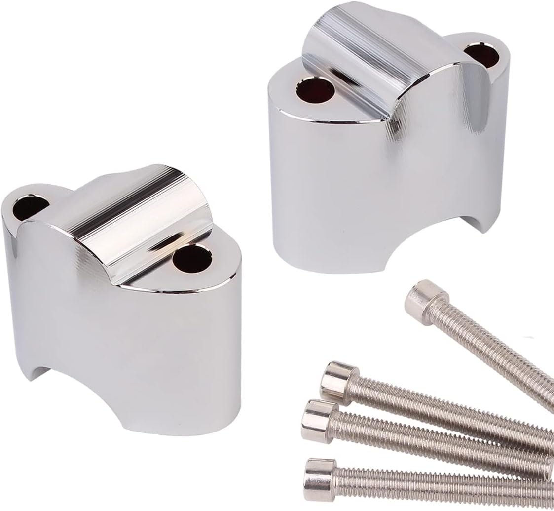 Extensión de montaje en manillar de 1 pulgada cromada con abrazadera elevadora para manillar de 1.969 in de altura compatible con Harley Sportster