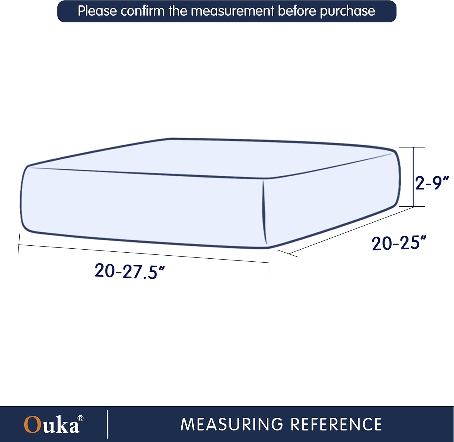 Ouka Funda de cojín elástica para sofá, funda de cojín para asiento de sofá, protector de cojín reversible, protector de cojín suave para sofá